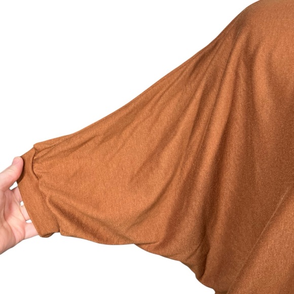 VINTAGE Oliver Dark Caramel Batwing Elbow Sleeve Top Adjustable Tie One Size - Picture 3 of 8